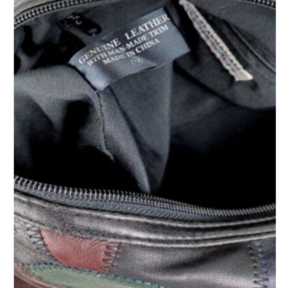 Great American Leather Works Purse Patchwork Hobo Bohemian Hippie 1970s Look New - Picture 8 of 10